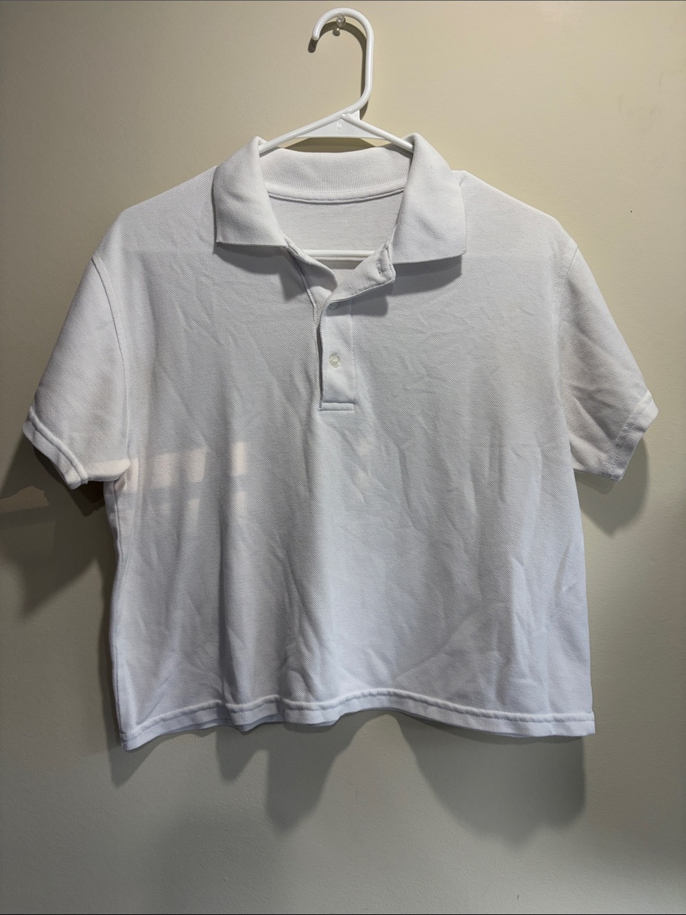 Brandy Melville White Cropped Polo Top